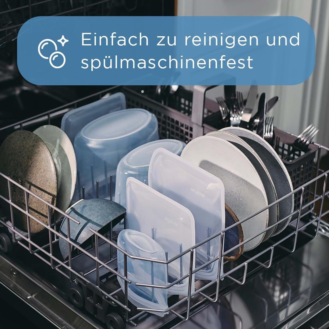 Stasher Bag Sac alimentaire réutilisable en silicone de qualité supérieure, demi-gallon, bleu, durable, four, lave-vaisselle, congélateur, sac à déjeuner écologique, préparation des aliments, 1893 ml, boîtes de conservation des aliments Naty Shop