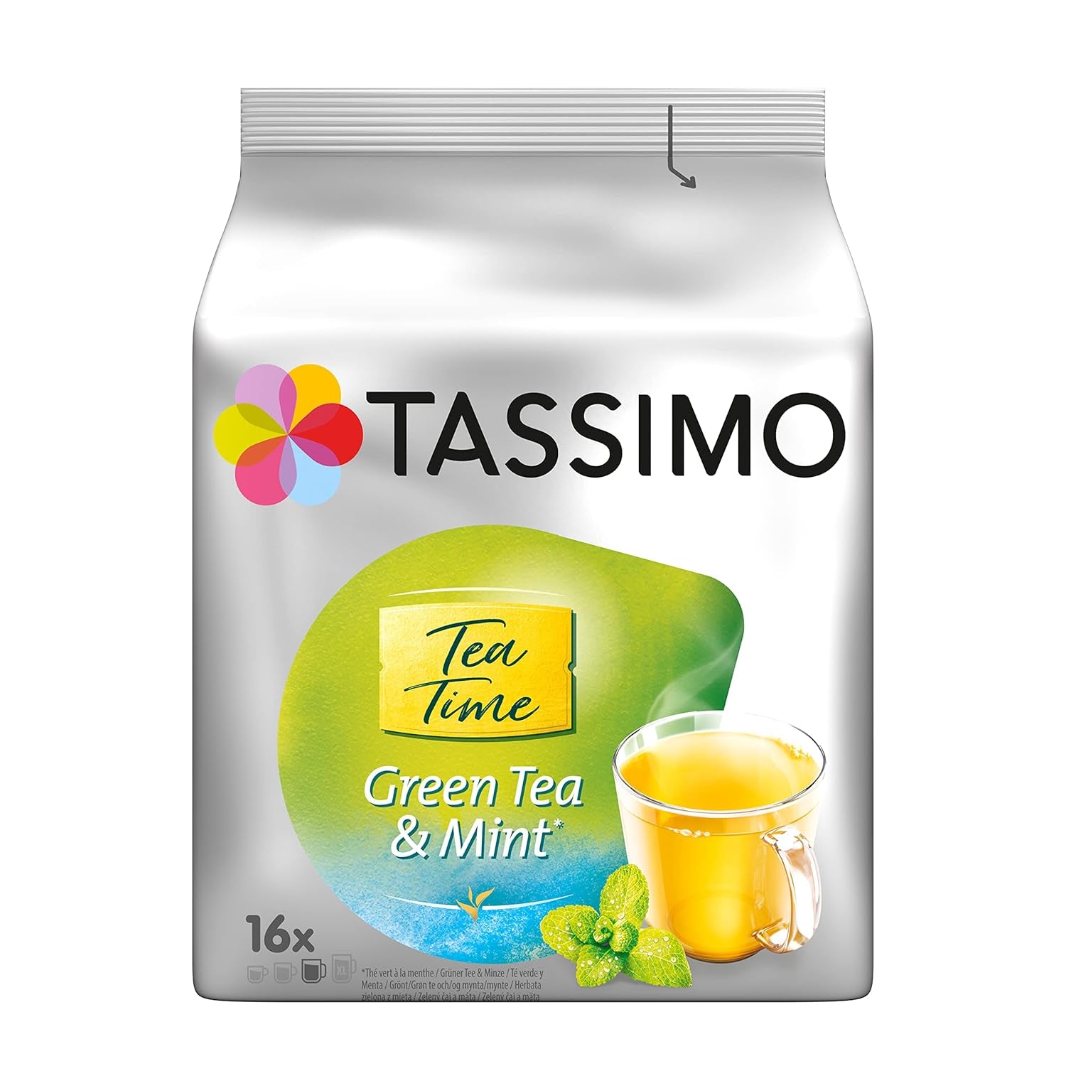 Tassimo Kapseln Tea Time Grüner Tee mit Minze, 5 x 16 Pads, 80 Teekapsels