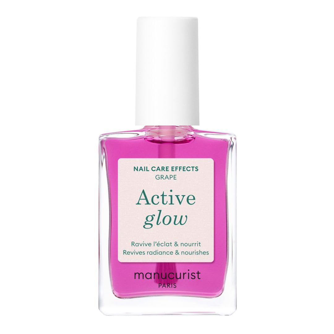 MANUCUIST Soin Ongles Réparateur Active Glow Framboise (Rose) Biosourcé : Amande Douce, Framboise, Vernis à Ongles Nourrissant et Brillant, Effet Rose Transparent - Vernis à Ongles Nude