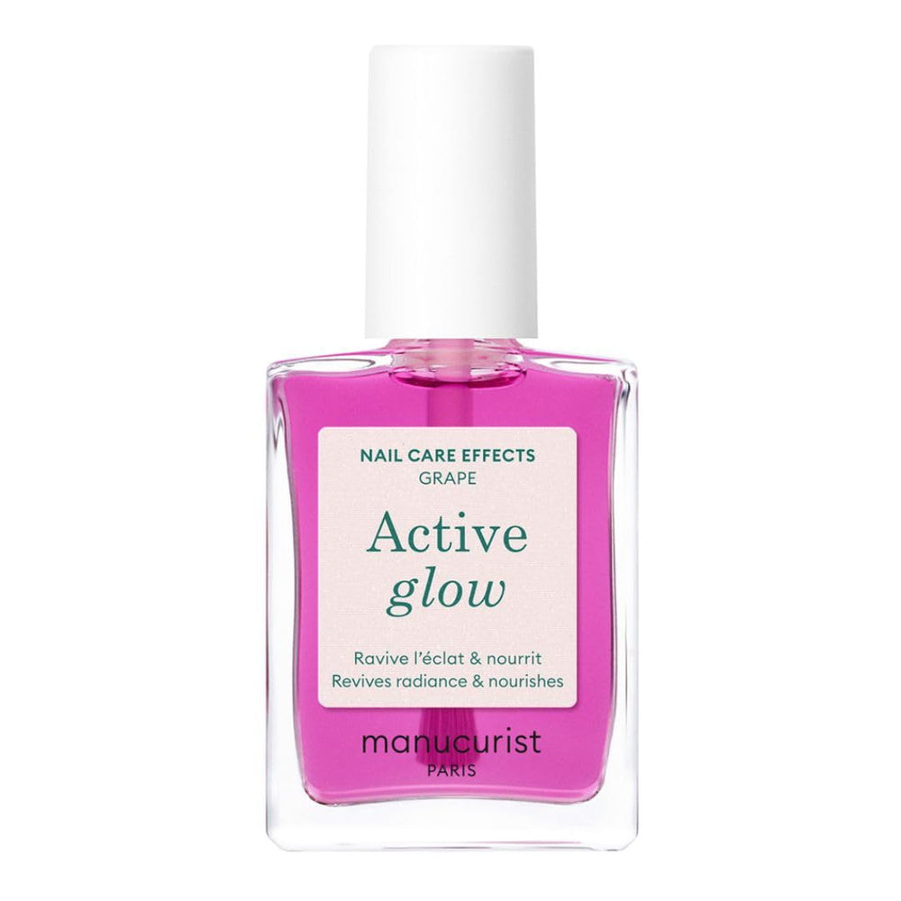 MANUCUIST Soin Ongles Réparateur Active Glow Framboise (Rose) Biosourcé : Amande Douce, Framboise, Vernis à Ongles Nourrissant et Brillant, Effet Rose Transparent - Vernis à Ongles Nude
