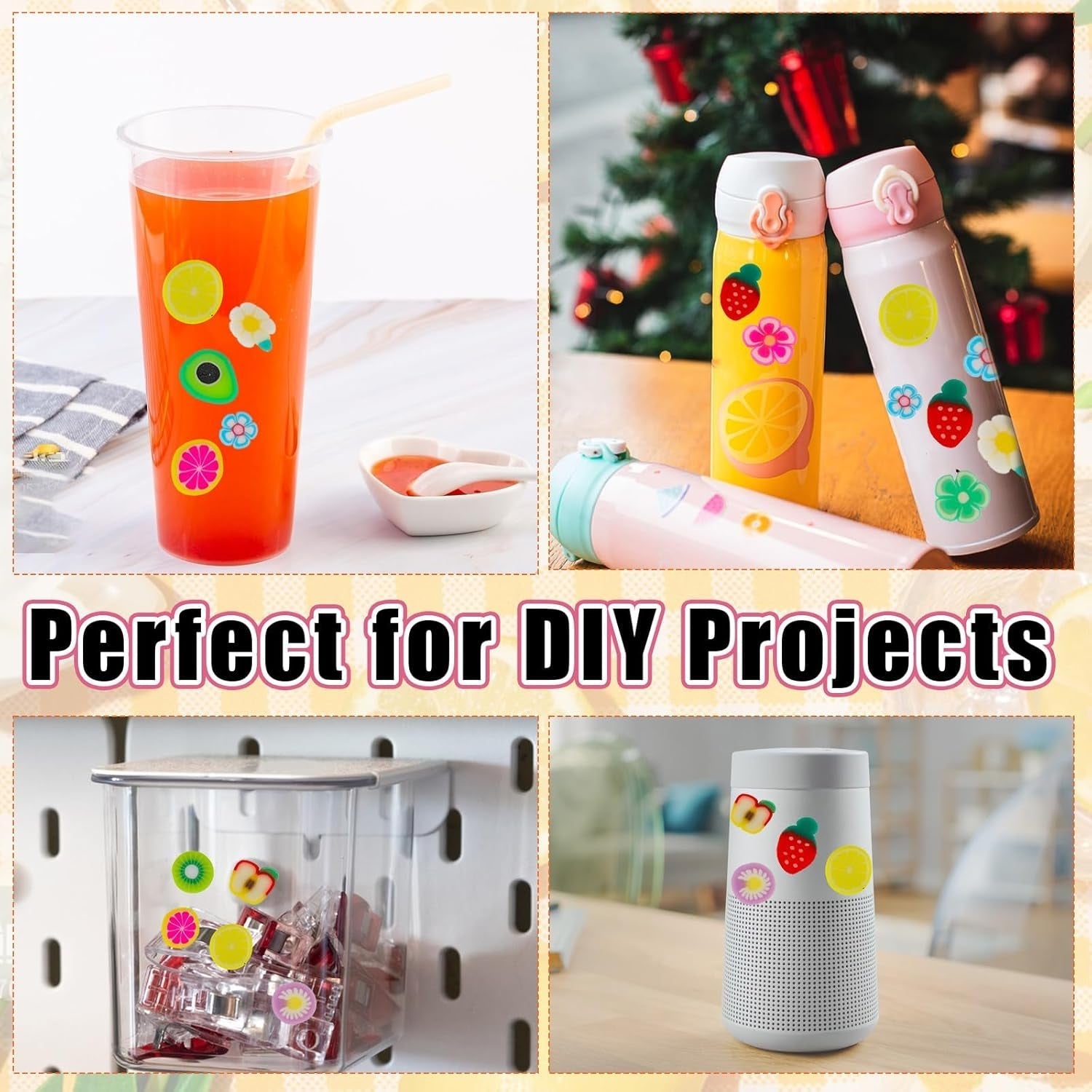 1000 Stk Nagel Obst Scheiben, Nagelkunst Fruchtscheiben Charms Cute Obst-Blumen Charms Mixed Set Mini 3D Obstscheibe Nail Art Zum Nagelkunst Handy Deko DIY Schleimbasteln Ornament Scrapbooking