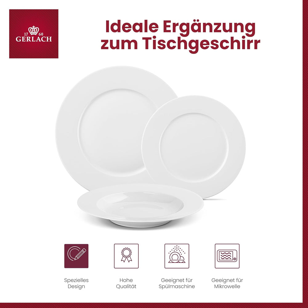 Service de table Gerlach 1760 - 18 pièces - Service de table pour 6 personnes - Service d'assiettes - Porcelaine moderne, blanc
