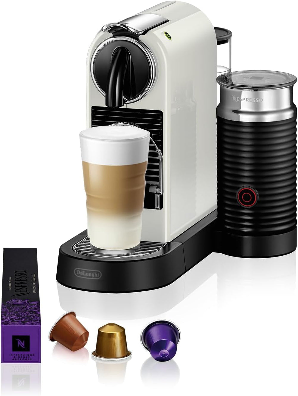 Nespresso EN167.W Machine à expresso à capsules Citiz, pompe haute pression et contrôle idéal de la température, sans Aeroccino (mousseur à lait), fonction économie d'énergie, 1260 W, blanc crème, 37,4 x 11,9 x 25,5 cm