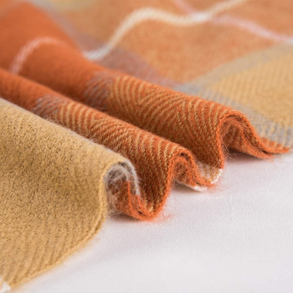 G Lake Couverture à carreaux orange en acrylique doux réversible à franges colorées, cadeau pour décorations de Noël 127 cm de large x 170,2 cm L-lits et couvertures orange citrouille G Lake