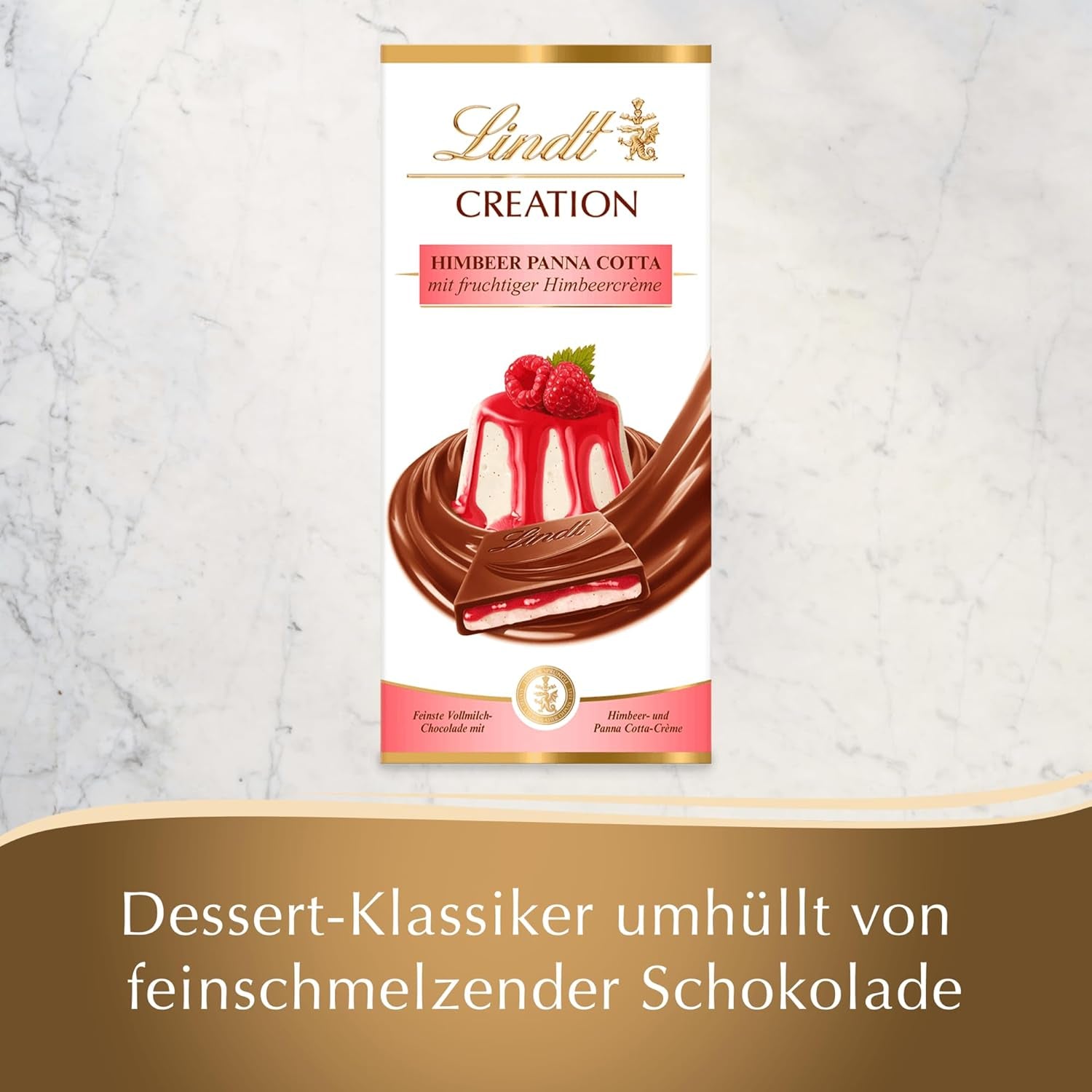 Lindt Chocolate Creation Panna Cotta à la framboise, cadeau chocolaté, barre de chocolat, 150 g (paquet de 5)