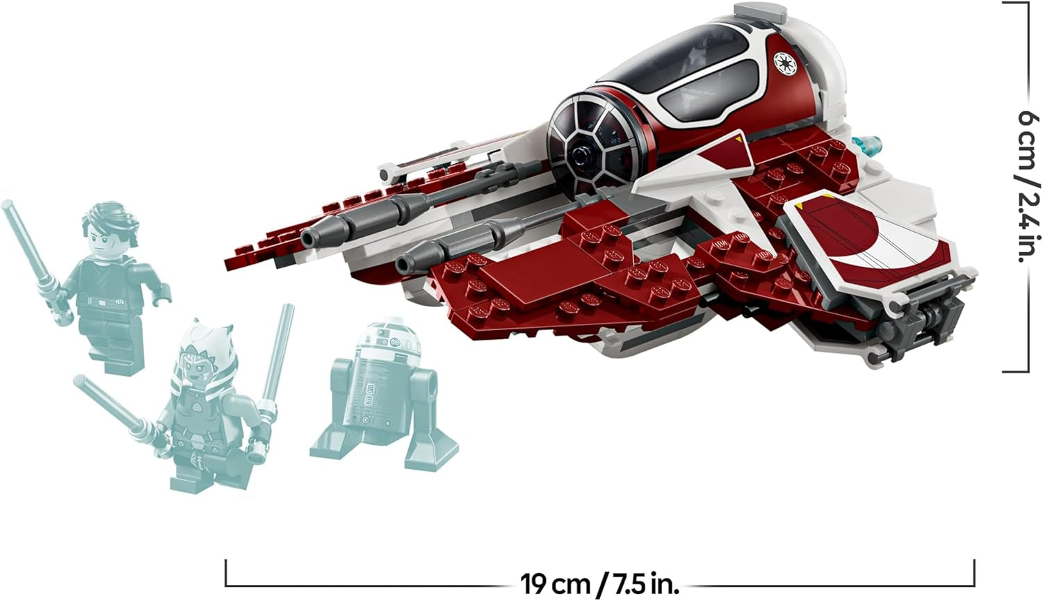 LEGO Star Wars 75401 Ahsokas Jedi Interceptor, modèle de modèle pour les fans de The Clone Wars, figurines Ahsoka Tano et Anakin Skywalker, avec lumière et R7-A7, pour jeunes et filles à partir de 8 ans