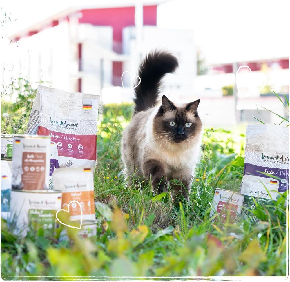 Venandi Animal - Premium Nassfutter für Katzen, Probierpakett I, Chicken, Pute, RInd, 6 x 200 g (6er Pack), getreidefrei und naturallassen