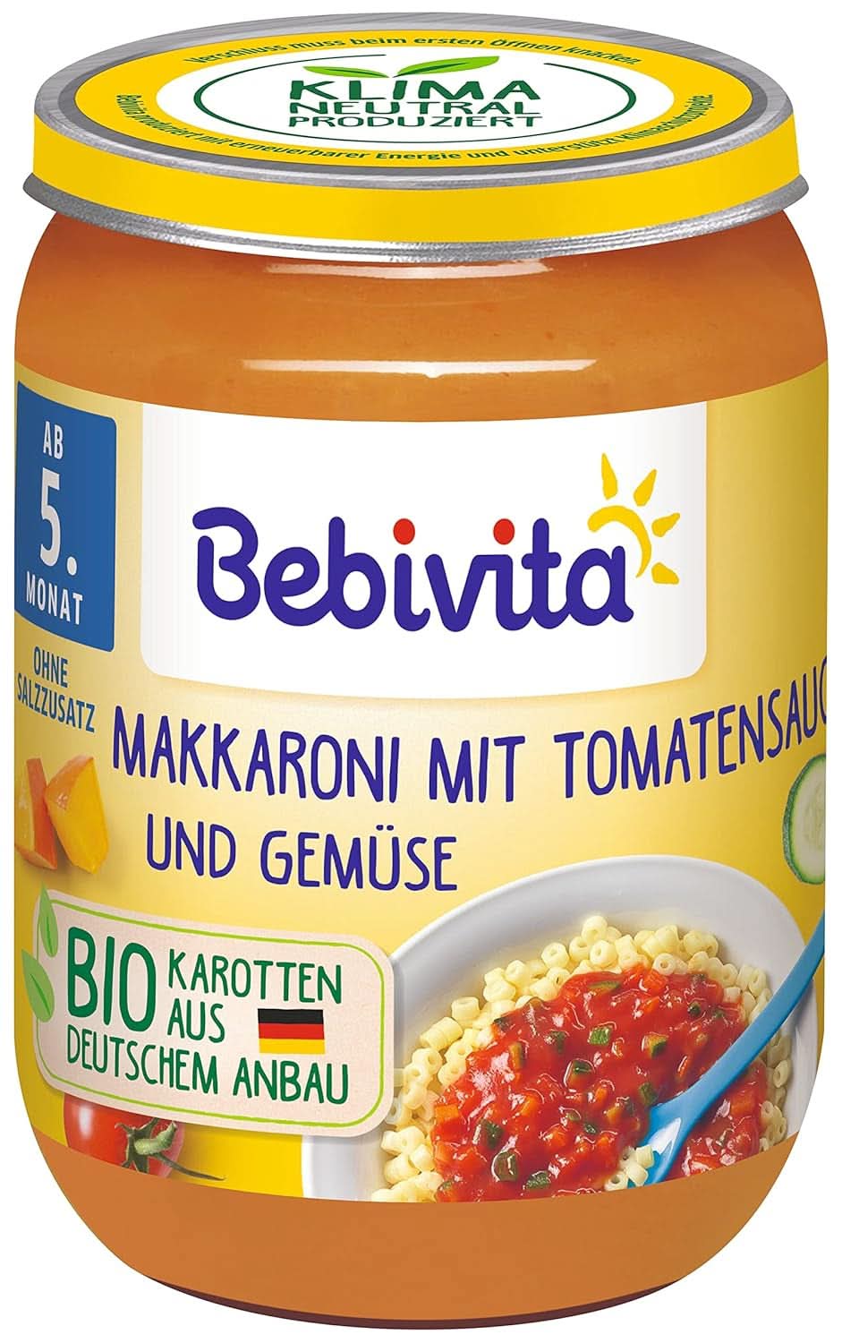 Menus à partir du 5ème mois Macaroni à la sauce tomate et légumes, pack de 6 (6 x 190g) Mère et Enfant Naty Shop Mediu Macaroni à la sauce tomate et légumes