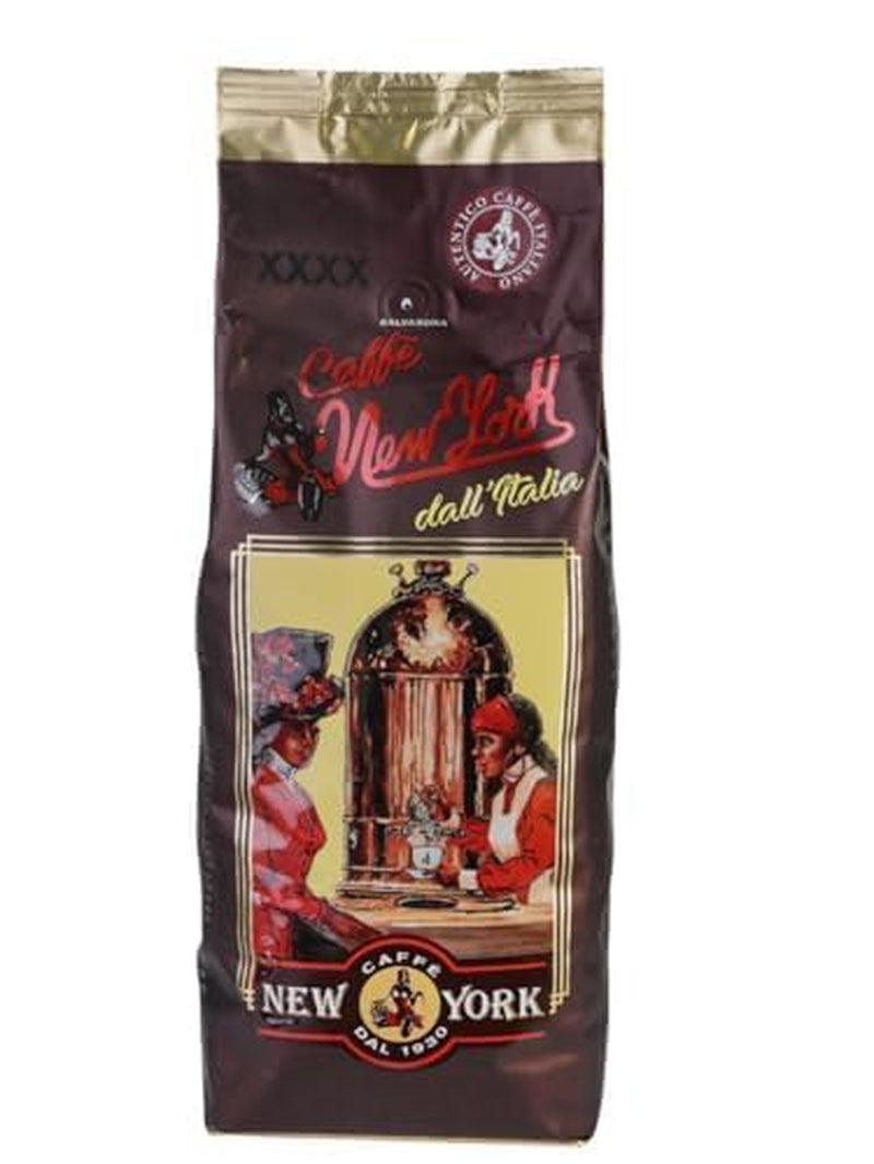 Caffè New York - XXXX - Café en grains, arôme intense mais fin, Arabica et torréfaction moyenne, robuste, à moudre, expresso italien, mélange de bar - haute qualité depuis 1930 - 1 kg, en grains
