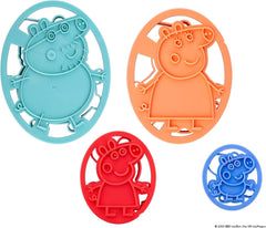 Dr. Oetker Peppa Pig Emporte-pièces à gaufrer – Ensemble de 4 pièces pour une pâtisserie créative, facile à utiliser – Parfait pour les biscuits et le fondant, durable et passe au lave-vaisselle