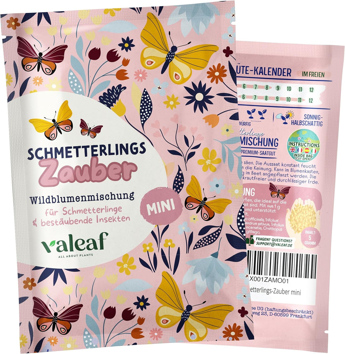 Schmetterlingswiese Blumensamen Schmetterlingsgarten I Blumensamen Balkon I Blumensamen Tütchen mit Wiesenblumen Samen I bienenfreundlich Blumensamen (Schmetterlings-Zauber mini)