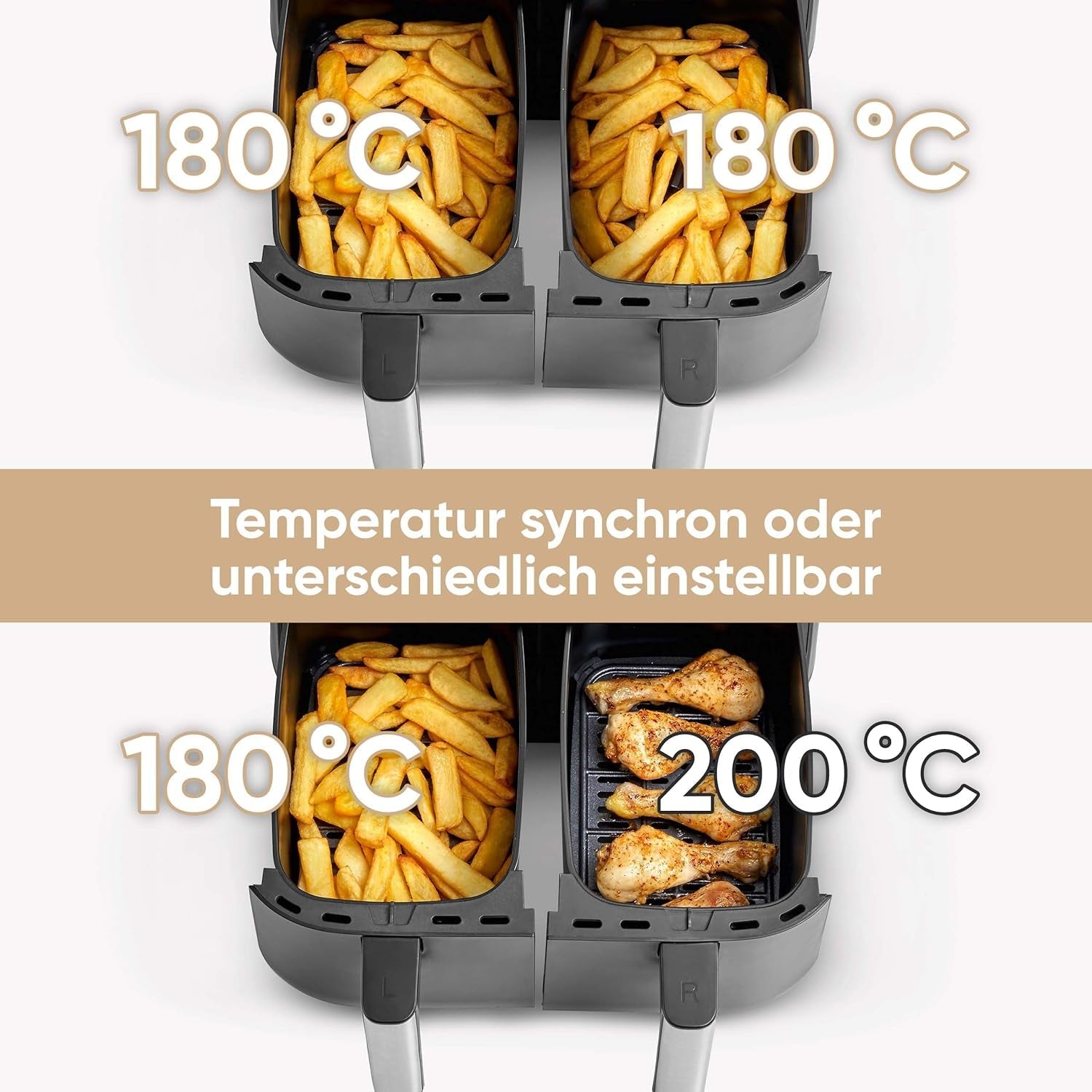 SEVERIN Friteuse double air chaud avec chambre de cuisson 2 X 3,8 L, 8 programmes automatiques Électroménager Naty Shop
