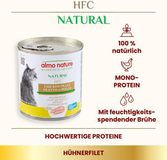 Almo Nature HFC Natural - Hrană umedă pentru pisici adulte - File de pui - 280g, pachet de 12