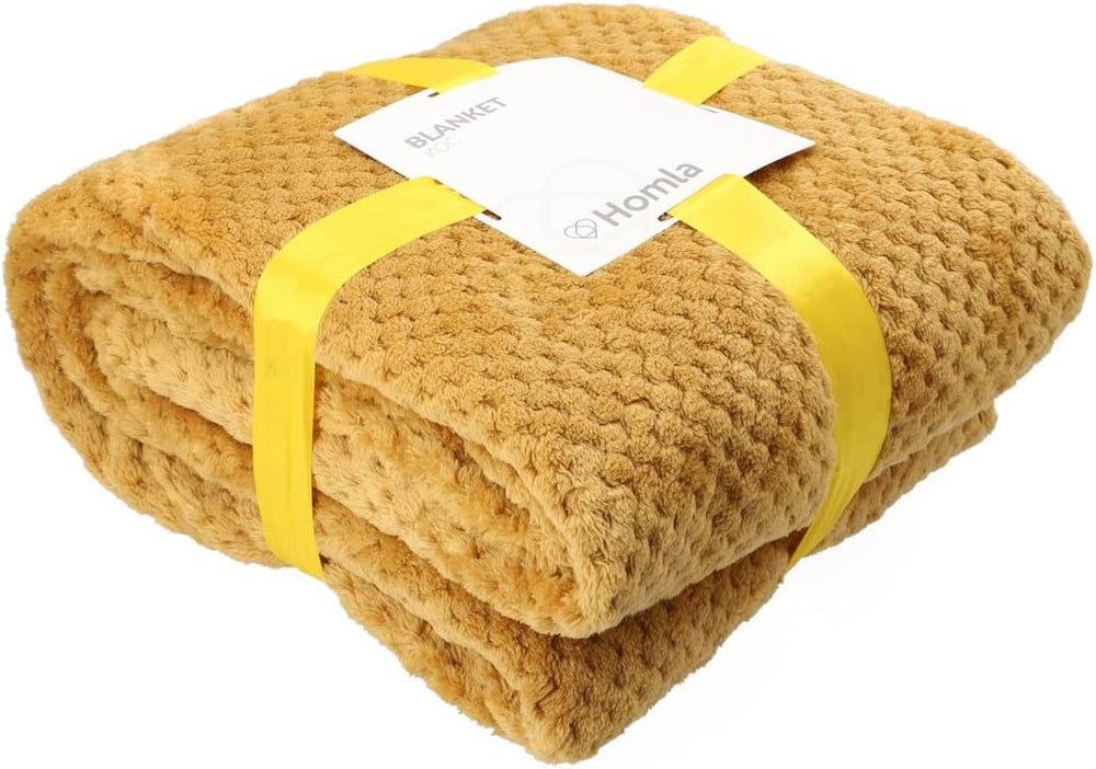 HOMLA Noah Couverture décorative douce - couverture confortable en fibre de polyester pour la maison couverture moelleuse pour canapé-lit - 150 X 200 cm motif grain de riz couleur moutarde Lits et couvertures Besuche den HOMLA-Store
