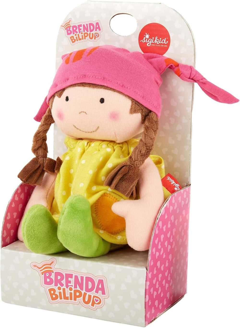 SIGIKID 39411 Petite poupée douce fille, jouet pour bébé, recommandé à partir de 6 mois, jaune