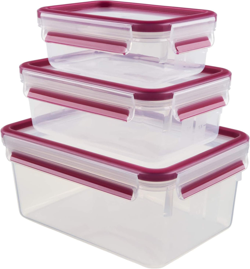 Emsa 515585 Clip alimentaire et fermeture | Ensemble 3 pièces | plastique | transparent / vert | 0,55 / 1 / 2,2 litres Boîtes de conservation alimentaire Naty Shop Framboise 0,55 L+1,00 L+ 2,20 L