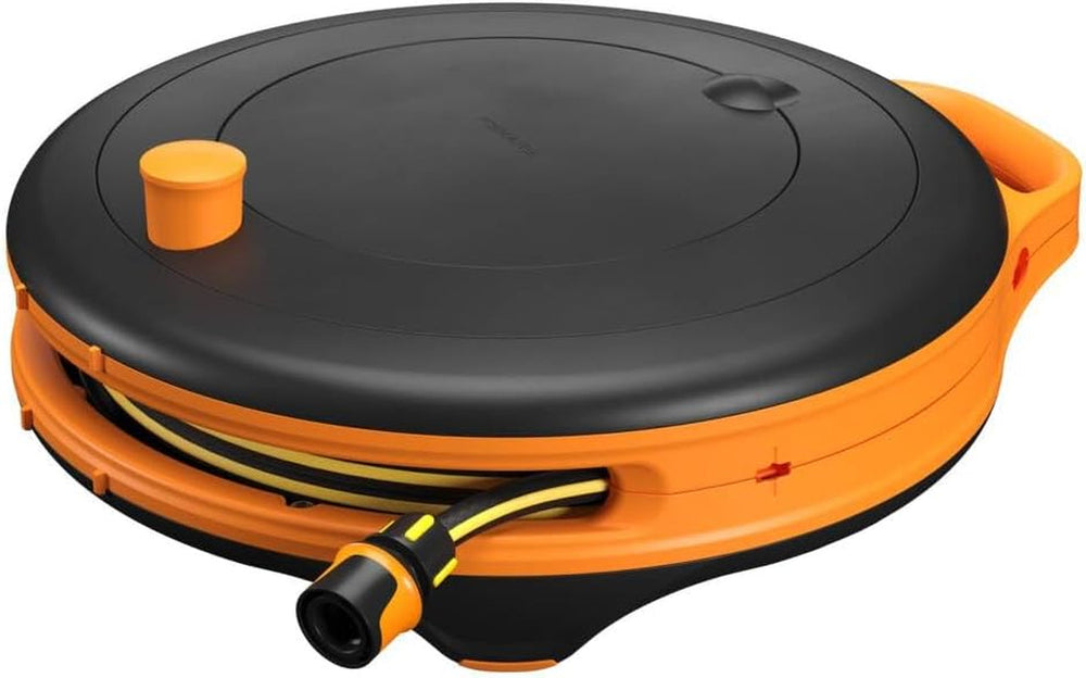 Roue hydraulique Fiskars Comfort L avec roulettes, kit d'arrosage tout compris, portée totale de 31,5 m, enroulement automatique, tuyau d'arrosage universel (Ø 13 mm), raccord de robinet universel, 1071670