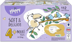 Couches Bella Baby Happy Soft & Delicate taille 4+ Maxi plus 9-15 kg HAPPY BOX 112 pcs. Mère et Enfant Naty Shop