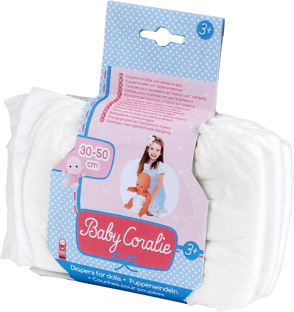 Couches Theo Klein 1673 Bébé Coralie | Pour poupées de 30 à 50 cm | Trois couches avec velcro | Jouet pour enfants à partir de 3 ans