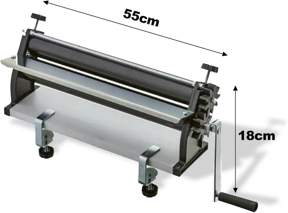 DKN Machine à rouler la pâte à pizza à manivelle Plateau de pâte pour machine à pâtes de 48,8 cm avec rouleaux antiadhésifs et contrôle de l'épaisseur - Construction en acier massif et en aluminium