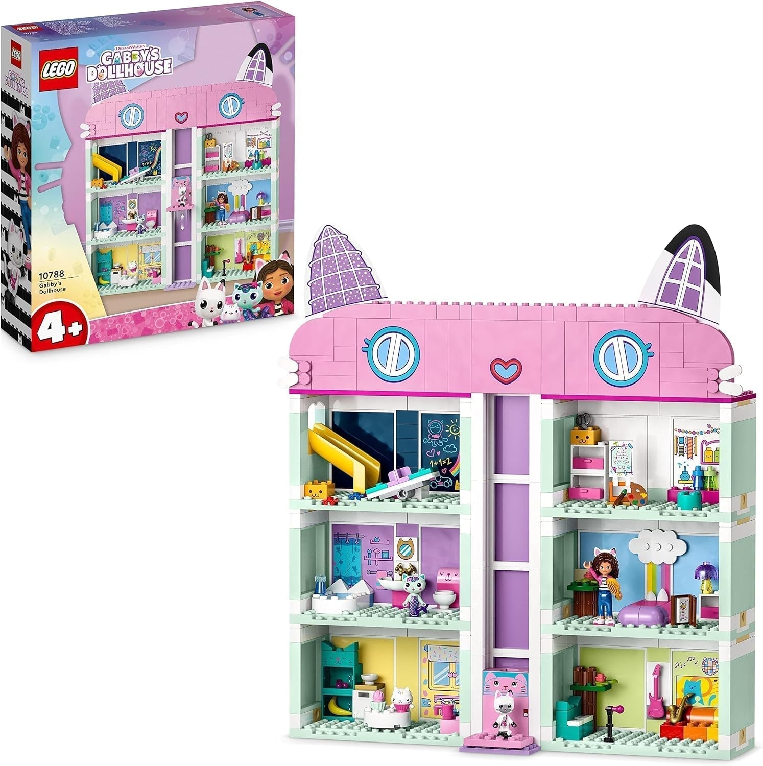 Lego 10788 Ensemble de jouets La maison de poupée de Gabby, 8 pièces et 4 étages La maison de poupée de Gabby avec figurines Pandi, Suricate, Kuchi et accessoires, Cadeau pour filles, garçons et enfants de 4 ans Besuche den LEGO-Store Single