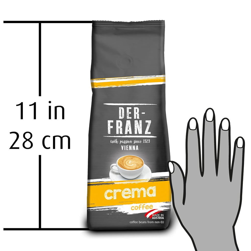 DER-FRANZ Kaffee Crema, Intensité 4/5, 100% Arabica, ganze Kaffeebohnen, 3 x 500 g