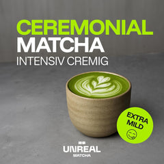 UNREAL® Ceremonial Bio Matcha – Ceai verde ceremonial 100% japonez – Calitate premium din Shizuoka – Pentru ceai, latte și smoothie-uri – Măcinat foarte fin pentru o cremozitate maximă – 25 g