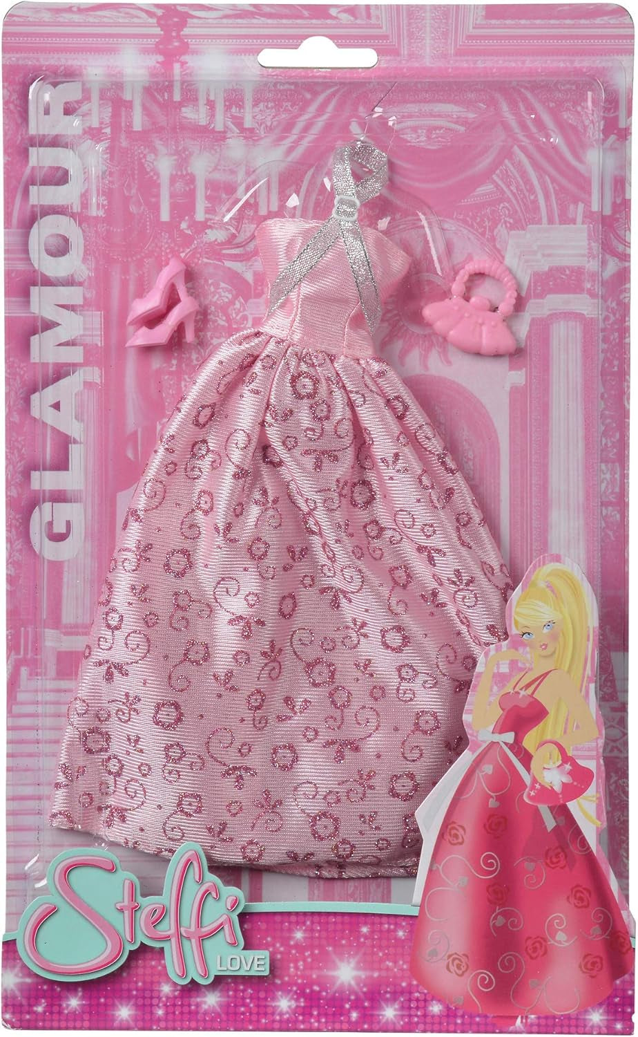 Simba 105723369 - Steffi Love Glamour / Ensemble de vêtements pour poupée / 3 articles assortis / Un seul article est inclus / Robe de bal pour toutes les poupées de 29 cm / Poupée non incluse