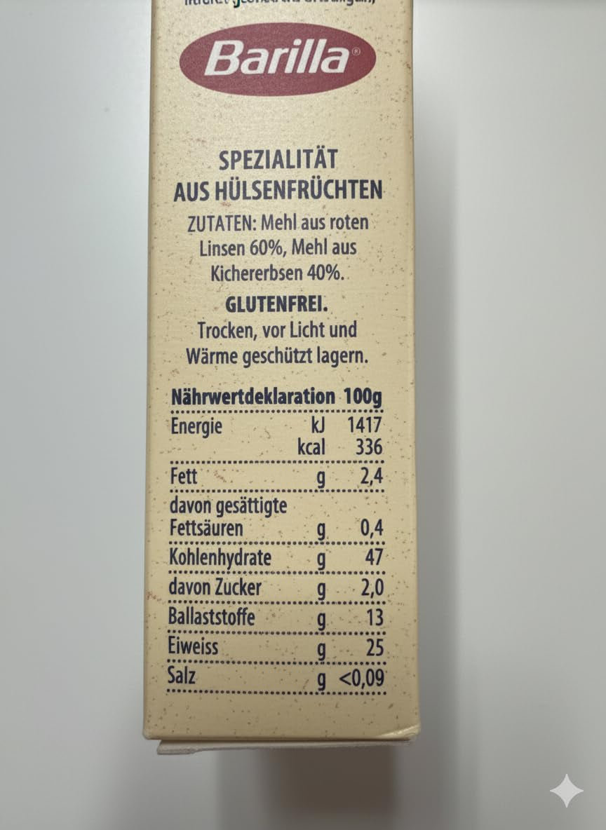 Barilla Risoni de légumineuses - lentilles rouges et pois chiches, 1 paquet (1 x 300g)