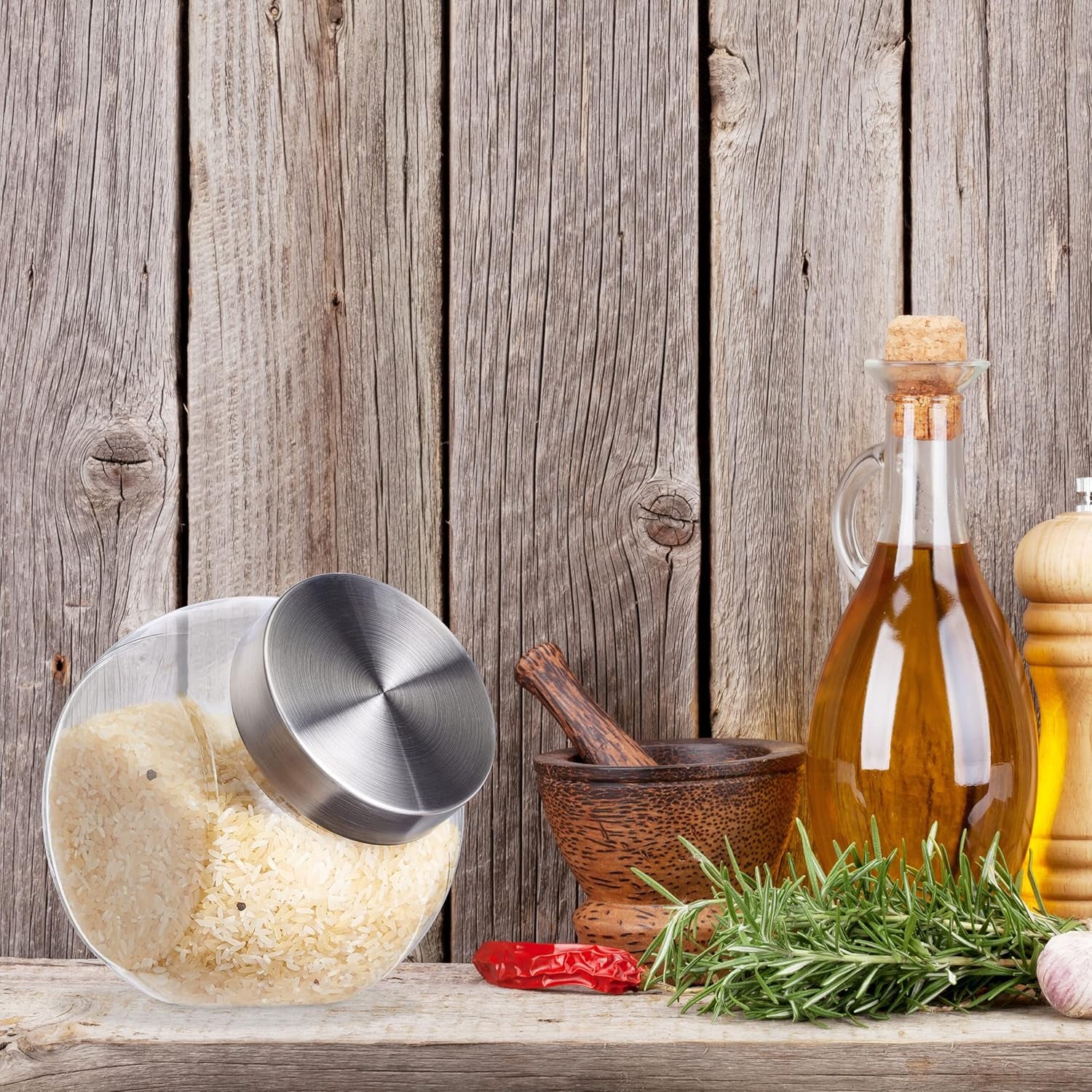 Relaxdays Lot de 4 Pots à Bonbons 1,5 L Pots de Conservation pour Aliments sucrés Candy Bar Couvercle en Acier Inoxydable Transparent Argent Boîtes de Conservation des Aliments Naty Shop