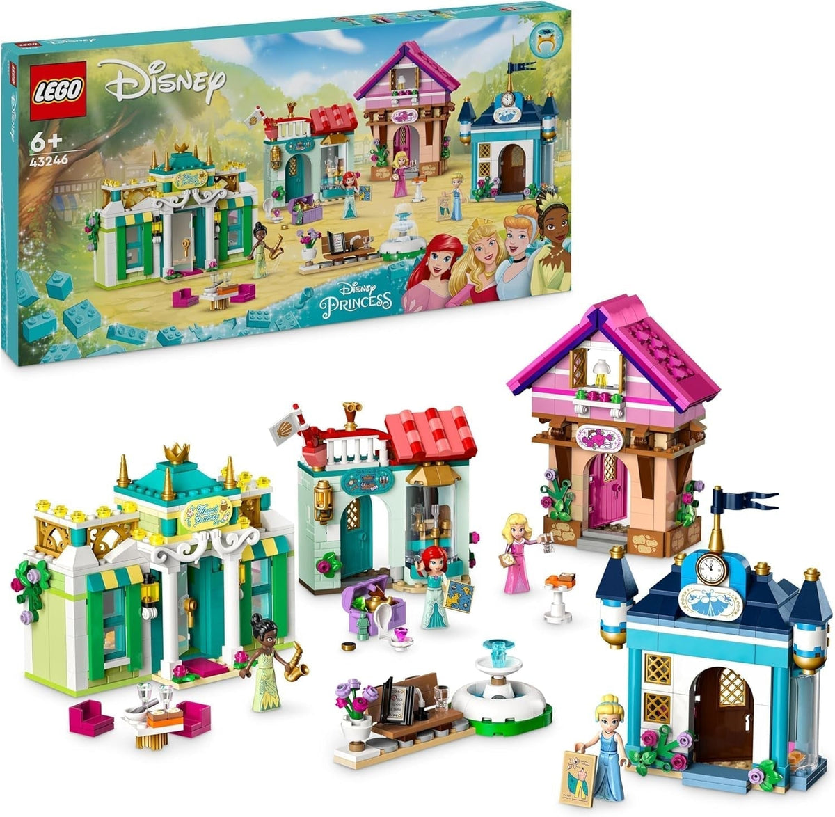 LEGO Disney Princess : Disney Princess Adventure Market, maison de jouets avec 4 poupées dont Cendrillon et Ariel, coffret de jeu avec carte au trésor, cadeau pour filles et garçons à partir de 6 ans 43246 Sets de construction Besuche den LEGO-Store Single