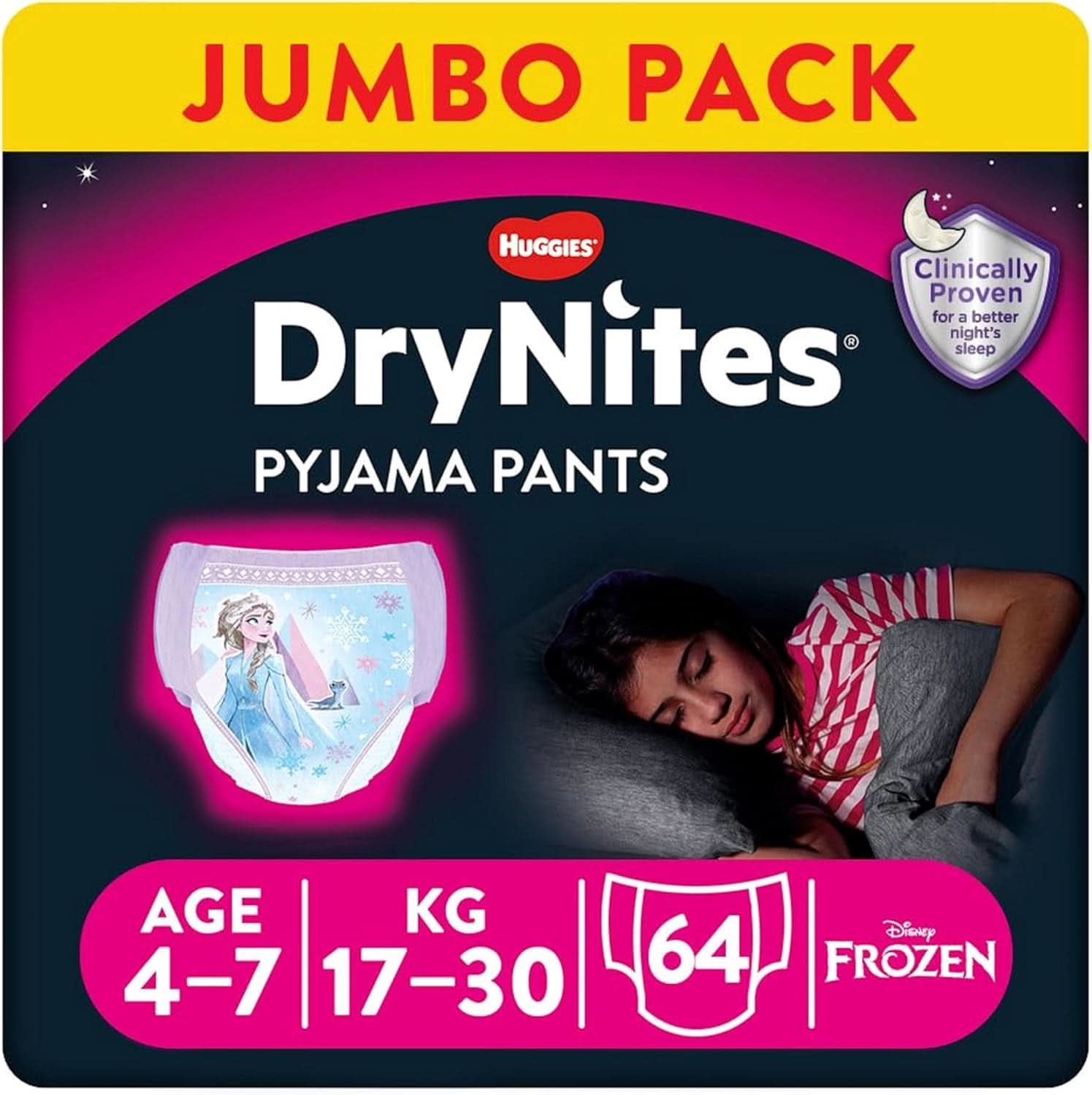 Huggies Drynites Scutece de noapte foarte absorbante pentru fete Mama si Copilul Naty Shop 4-7 Jahre (64Er Pack) 64 Stück