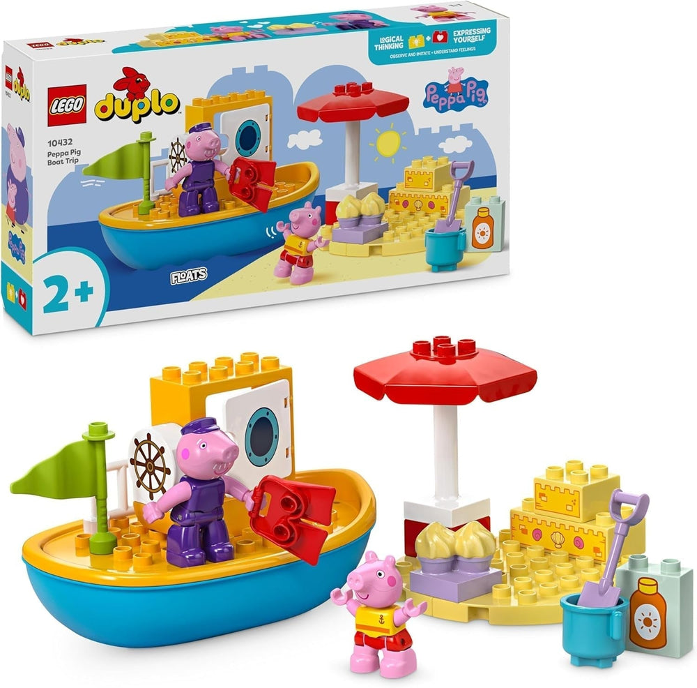 LEGO DUPLO L'excursion en bateau de Peppa : construire et reconstruire un bateau jouet avec 2 figurines, jouet créatif, idée cadeau pour les enfants de 2 ans, garçons et filles 10432 Ensembles de construction Besuche den LEGO-Store Default Title