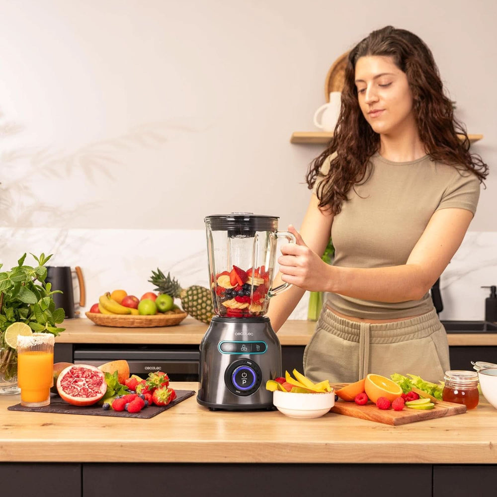 Cecotec Standmixer Power Black Titanium 2200MAX Smooth, 2200 W Maximale Leistung, 6 Klingen Aus Edelstahl, Ice-Crush-Funktion, Turbo- Und Smoothie-Funktion, Autoclean-Funktion Bucatarie Naty Shop