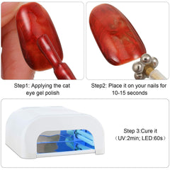 Nail Art Werkzeug Magnetstift, 10 Stück Nagel Magnet Stick Tool Set, Nagel Magnet Stift et Starker Magnet Stock Punktierungsstifte for DIY 3D Magnetics Katzenauge UV Gel Polnisch Nagel Kunst