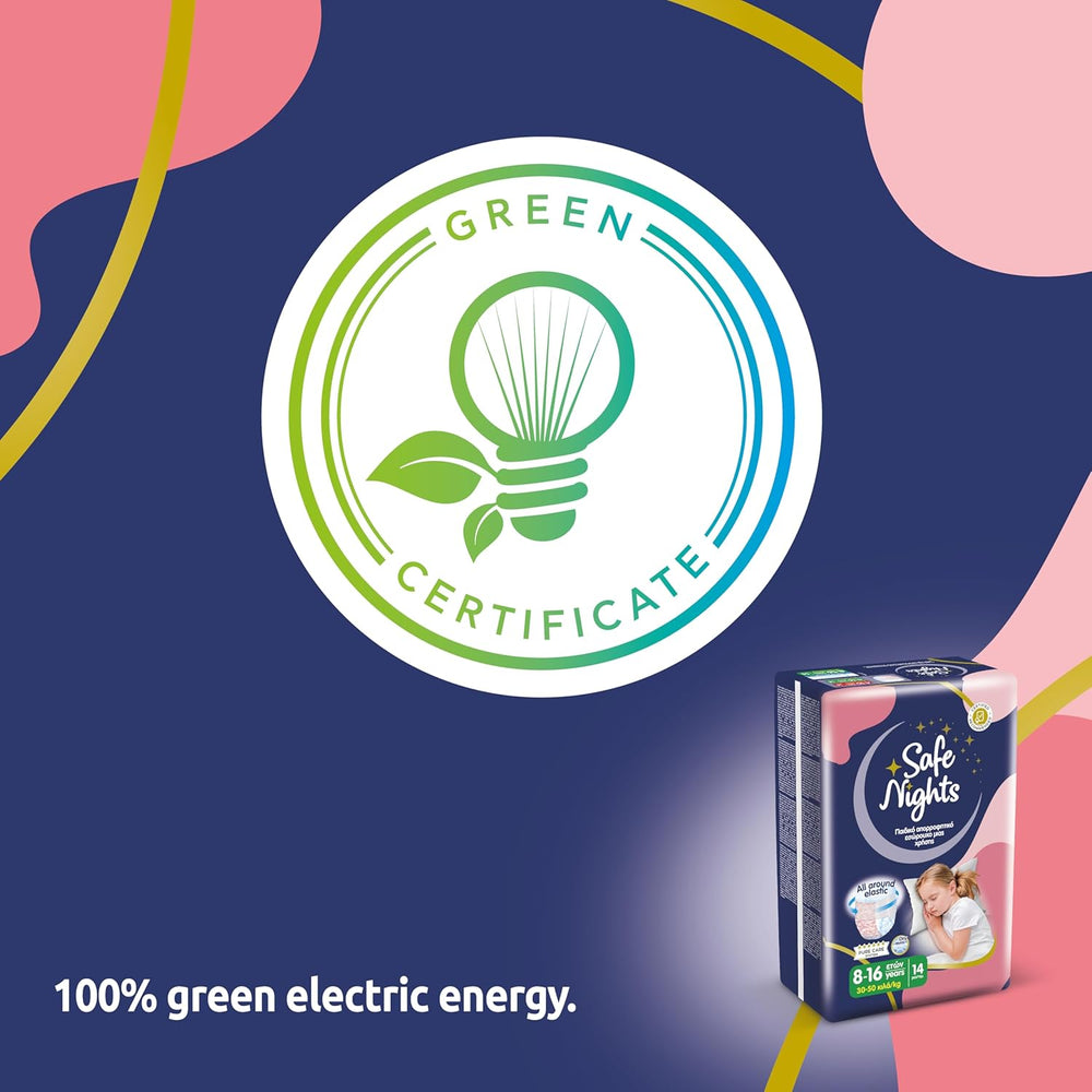 Safe Nights Girl, vêtements de nuit absorbants pour filles de 8 à 16 ans (30 à 50 kg), lot de 14