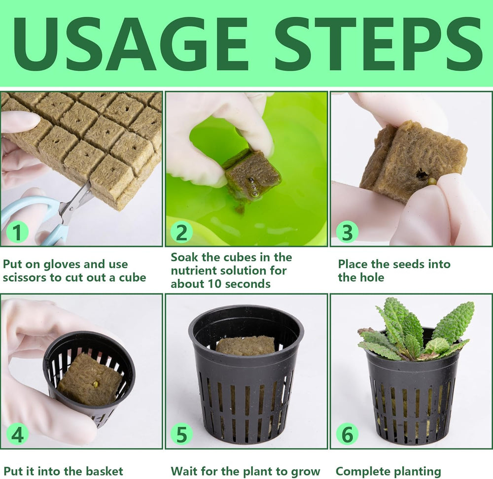 Kit de filet de culture hydrographique de 76 pièces - 20 pièces de 2 pouces (5 cm) - Filet supérieur avec filet de protection, 36 pièces de fil de pierre, 20 pièces d'articles de nettoyage de jardin en tissu pour la culture hydrographique