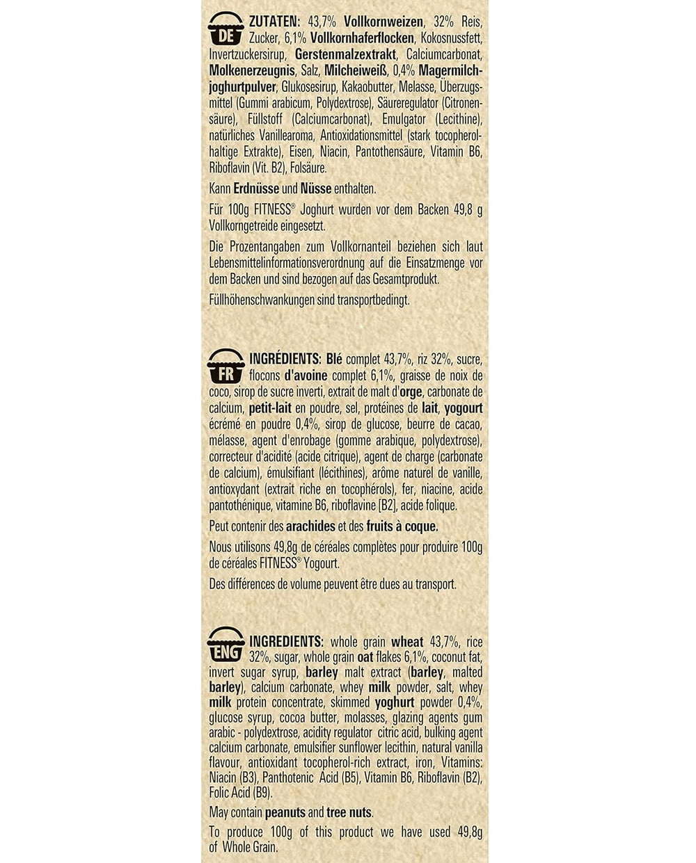 Nestlé Fitness Yogourt Céréales de petit-déjeuner à grains entiers avec saveur partielle de yaourt Pack de 4 (4 x 350 g)