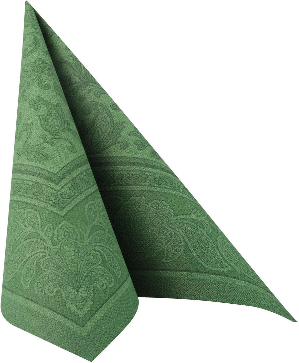 50 serviettes "Collection ROYAL" pli 1/4 40 Cm X 40 Cm vert foncé "Ornements"