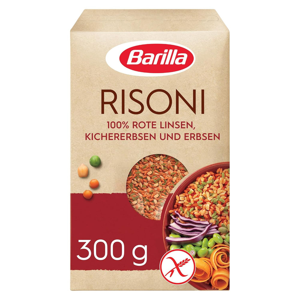 Barilla Risoni de légumineuses - lentilles rouges et pois chiches, 1 paquet (1 x 300g)