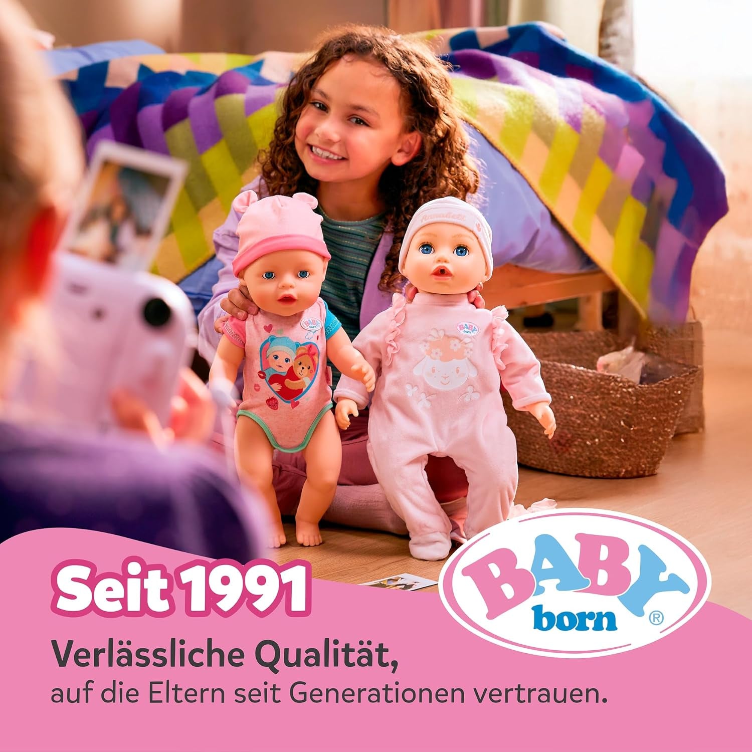 BABY Born Lena Pink, 36 cm große Puppe mit 7 Funktionen für Kinder ab 1 Jahr