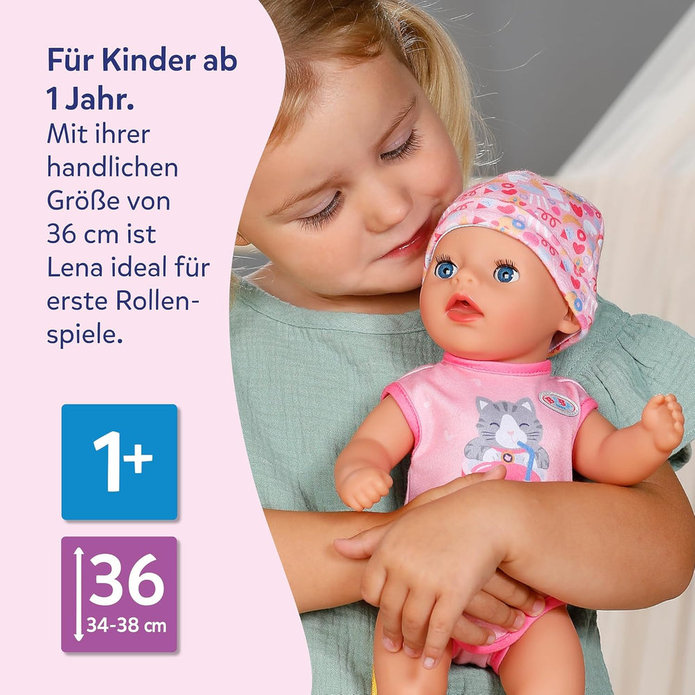BABY Born Lena Pink, 36 cm große Puppe mit 7 Funktionen für Kinder ab 1 Jahr