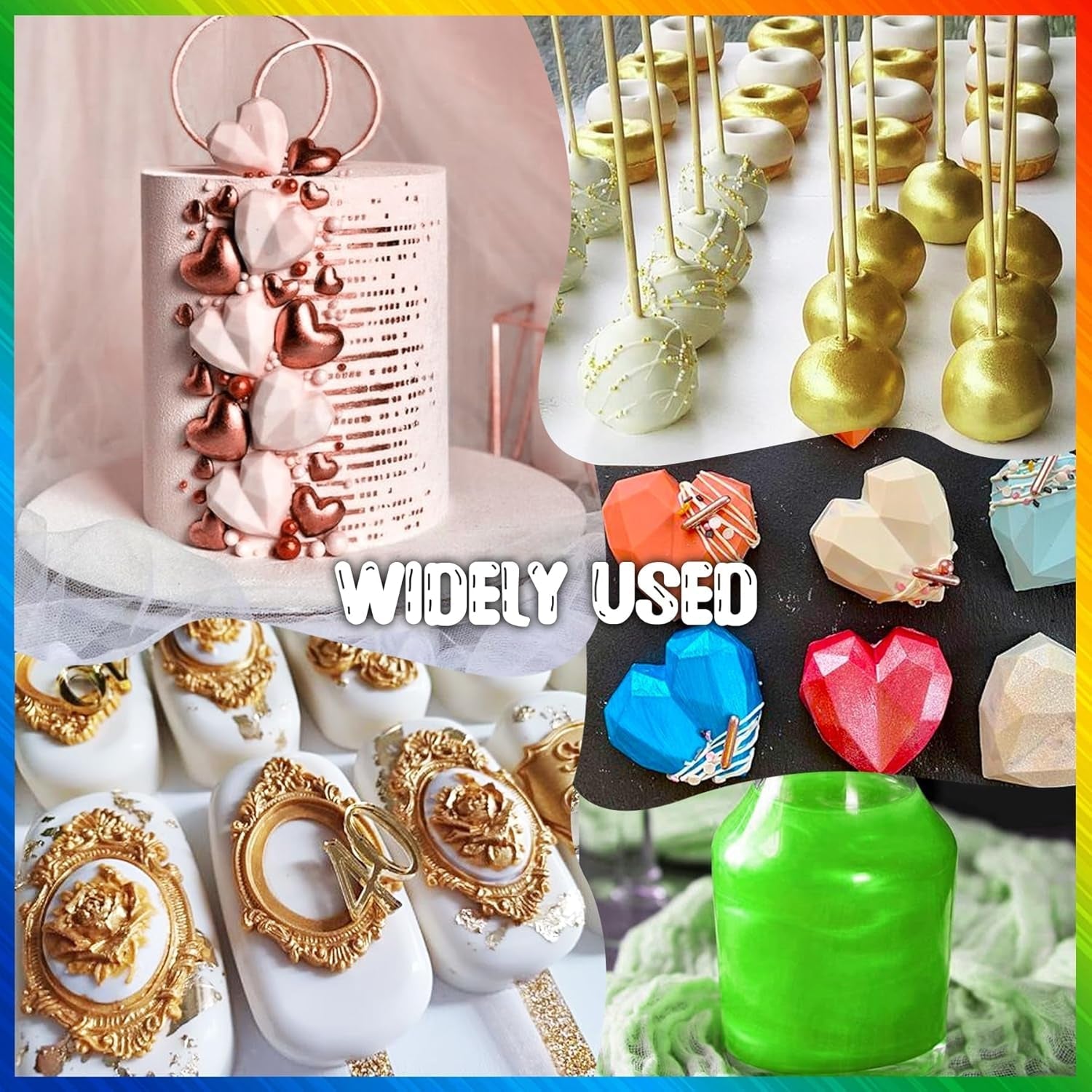 Paillettes liquides comestibles - 7 couleurs de paillettes comestibles arc-en-ciel pour la décoration de gâteaux, boissons, pâtisserie, muffins - Poudre de paillettes comestibles liquides comestibles pour cocktails, fondants, gâteaux