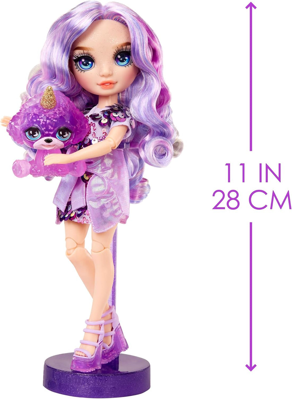 Rainbow High Fashion Doll avec Slime et Pet - Violet - Poupée Pailletée 28 cm avec Glitter Slime, Magic Pet et Accessoires de Mode - Jouet pour Enfants - Idéal pour 4-12 Ans