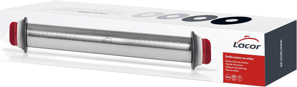 - 67143 - Rouleau d'essuie-tout Amasar, 4 disques amovibles, acier inoxydable, repères de mesure gravés, toutes les mesures, 41,5 cm, passe au lave-vaisselle, gris