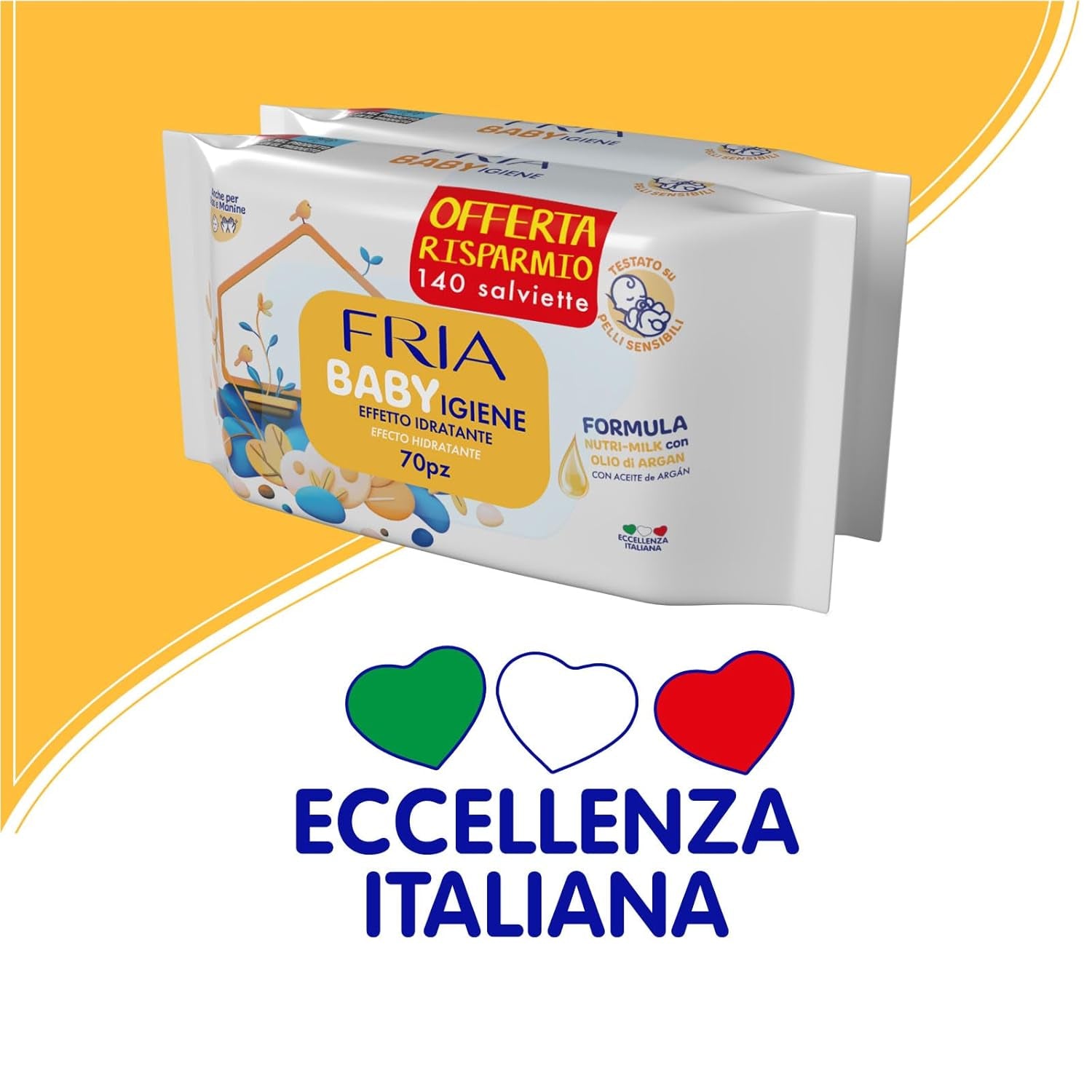 Lingettes humides, paquet de 2 (144 lingettes)