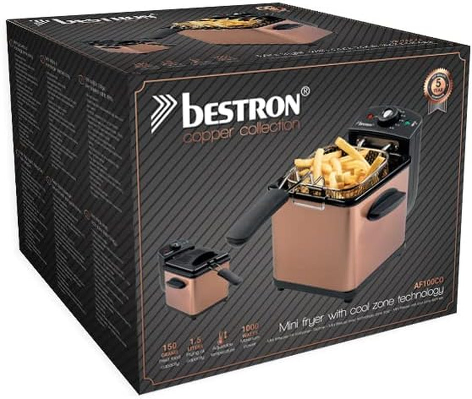 Friteuse à huile Bestron, Mini friteuse pour 1 portion de pommes de terre sautées, poisson ou nuggets Electroménager Naty Shop