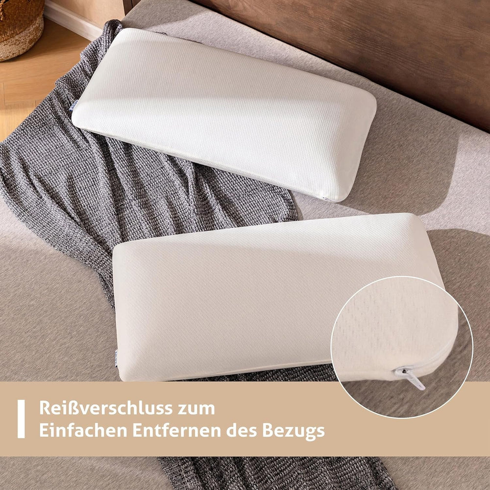 EGO HOME Oreiller Oreiller Ergonomique Doux en Mousse à Mémoire pour Dormeur sur le Dos Oreiller de Soutien du Cou avec Housse Respirante et Lavable, Certifié Oeko-Tex, Oreiller Cervical 75X35Cm Perne standard Naty Shop