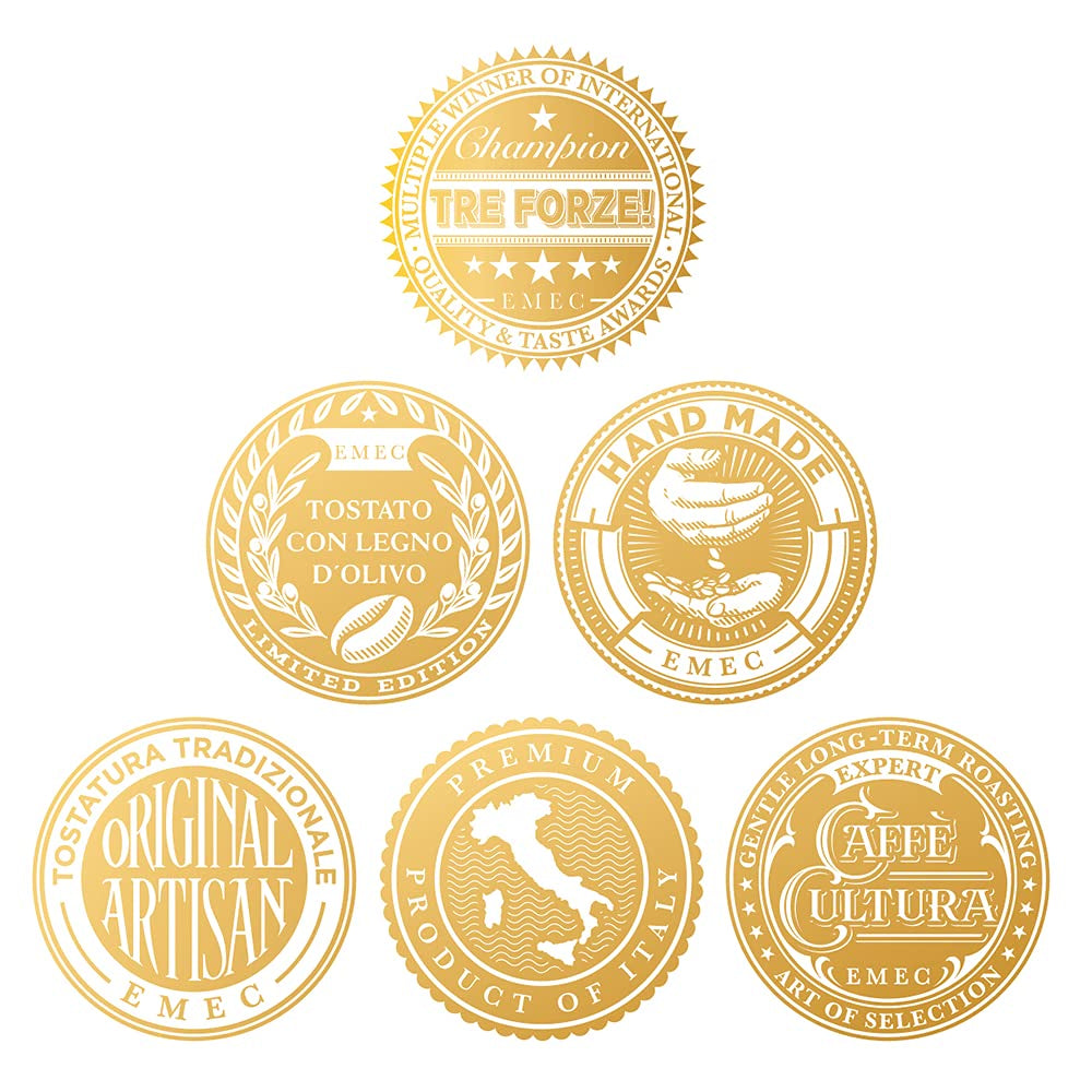 Espresso Caffè - Espresso en grains - Torréfié traditionnellement au feu de bois d'olivier, fabriqué à la main en Sicile - Café en grains de qualité supérieure 250g pour machines à café entièrement automatiques et machines à porte-filtre