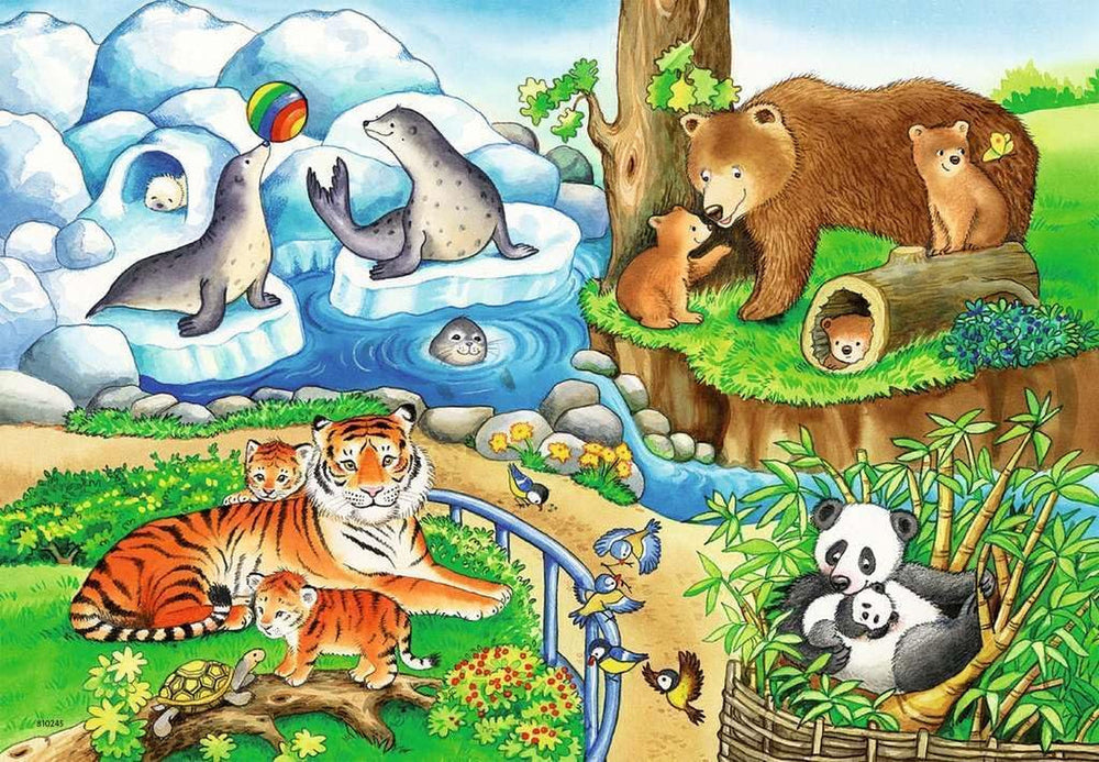 Ravensburger Puzzle pour enfants - 07602 Animaux au zoo - Puzzle pour enfants à partir de 3 ans, avec Puzzle 2X12 pièces Naty Shop
